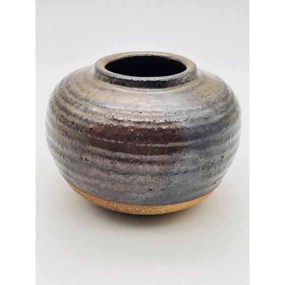 Studio Pottery Sandstone Two Tone Brown Glazed Small Vase - Picture 3 of 7